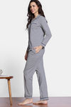 Zivame The Weekender Knit Cotton Pyjama Set - Medieval Blue — thumbnail 3